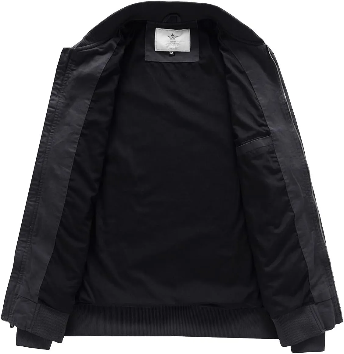 WenVen Men's Lightweight Cotton Flight Bomber Jacket Casual Military Windbreaker