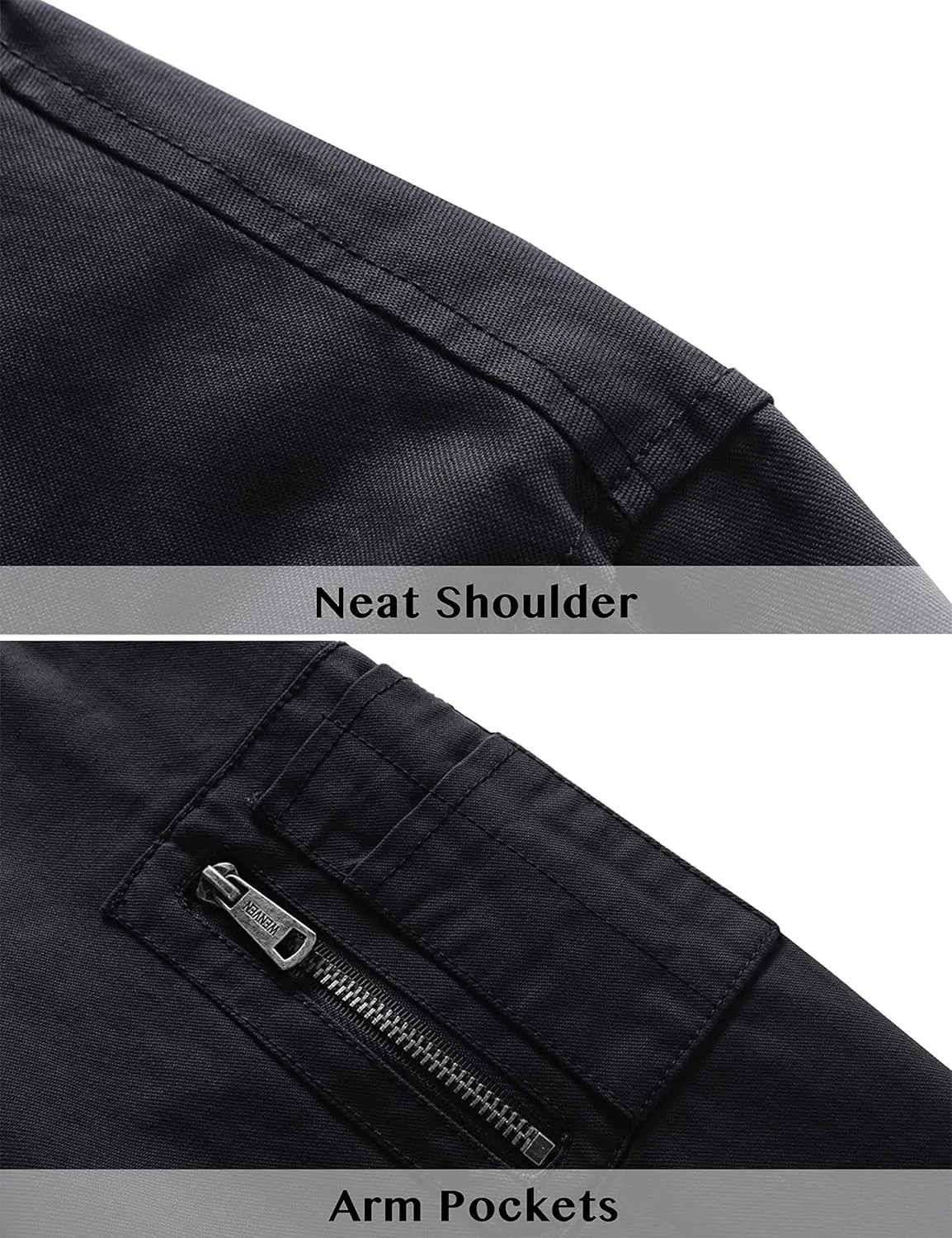 WenVen Men's Lightweight Cotton Flight Bomber Jacket Casual Military Windbreaker