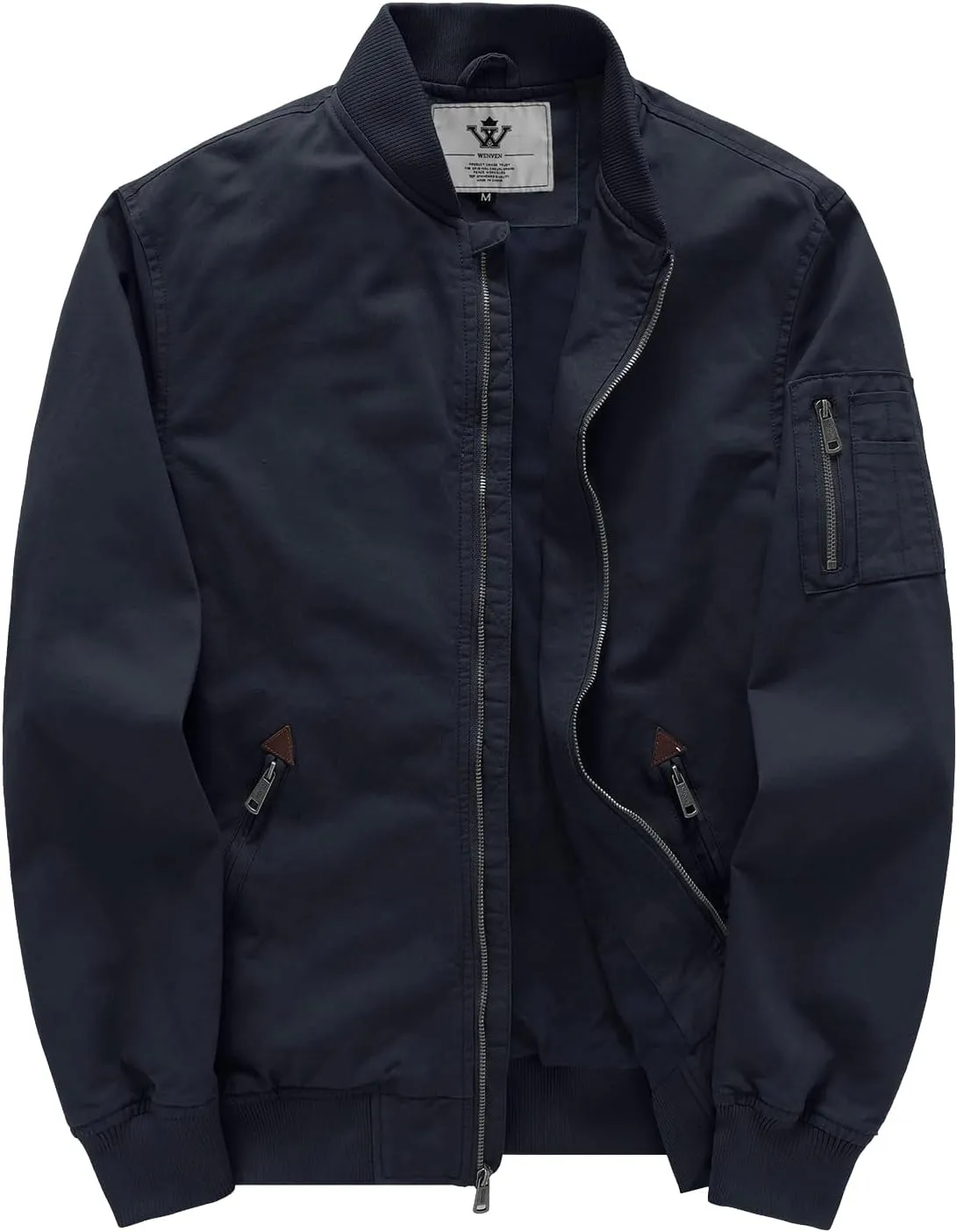 WenVen Men's Lightweight Cotton Flight Bomber Jacket Casual Military Windbreaker