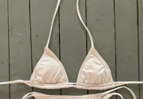 White 2 String Triangle Bikini Top