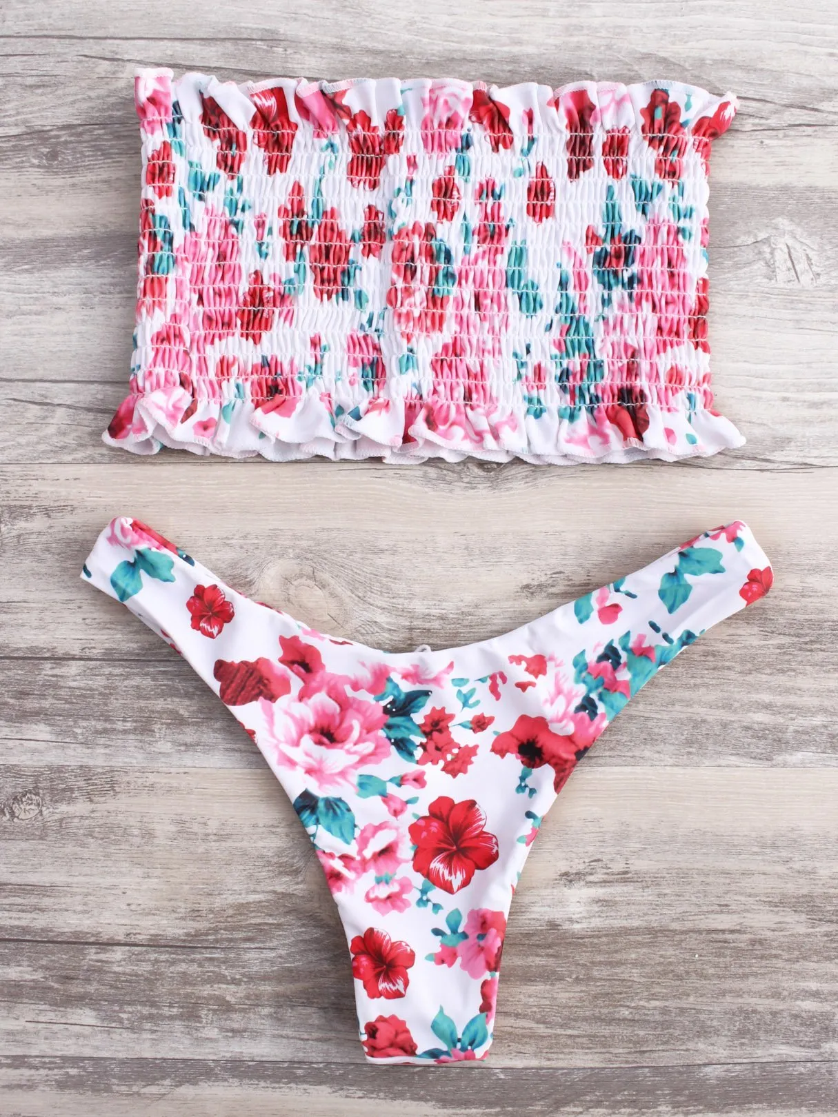 Wholesale Pink Strapless Sleeveless Bikinis