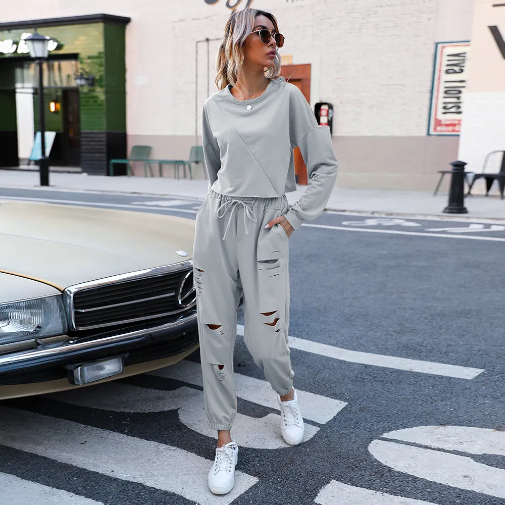 Wholesale Womens Tracksuits Two-Piece Sets Outdoor Suits With Hole Style