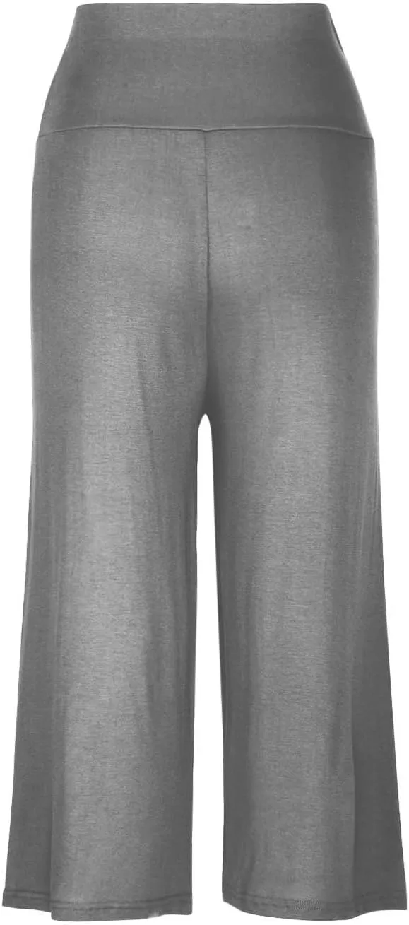 Wide Leg Yoga Capris for Women Casual Loose Soft Cropped Lounge Pant Trousers High Waist Flowy Yoga Pants
