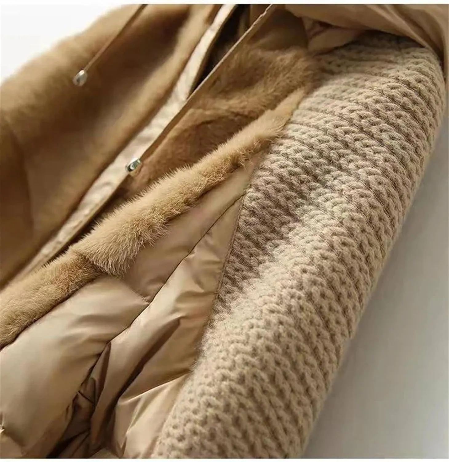 Winter Hooded Female Loose Down Jacket Women 2024 Knitting Patchwork Warm Coat Women Cotton Padded Jacket Outerwear