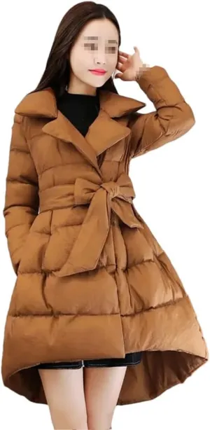 Winter Jacket Long Coat Women Parkas Warm Padded Cotton Jackets With Belt Outerwear Female Clothing