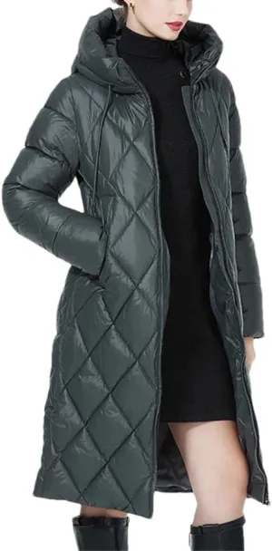 Winter Ladies Quilted Jacket Lengthened Style Padded Parka Thickened Warm Cotton Coat