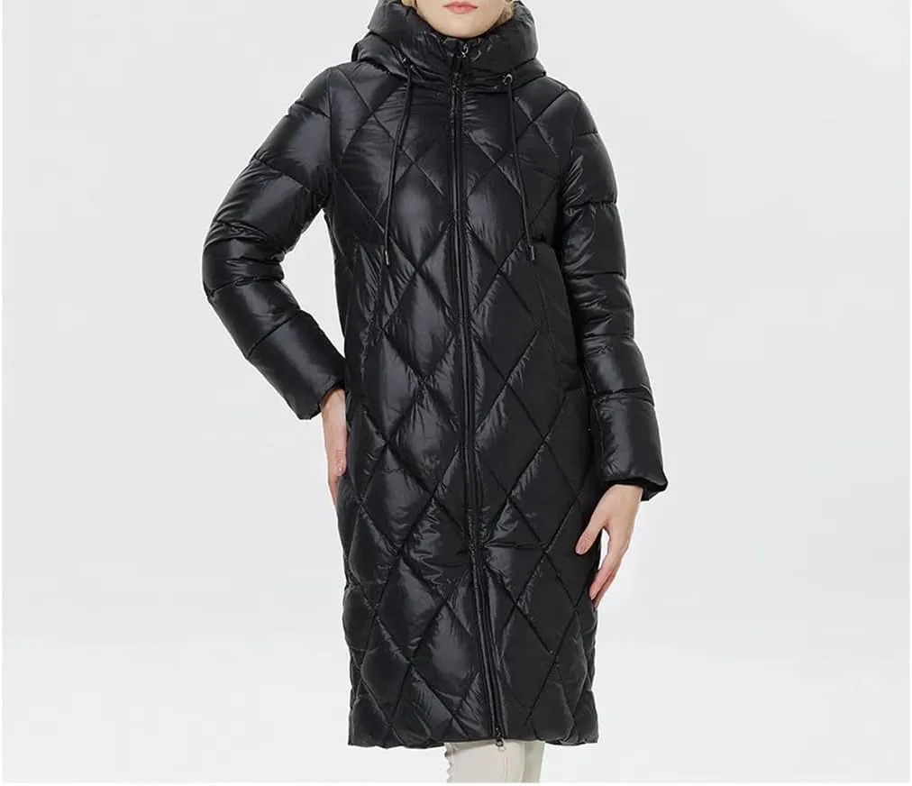 Winter Ladies Quilted Jacket Lengthened Style Padded Parka Thickened Warm Cotton Coat