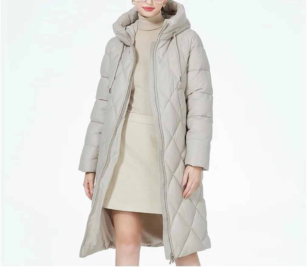 Winter Ladies Quilted Jacket Lengthened Style Padded Parka Thickened Warm Cotton Coat