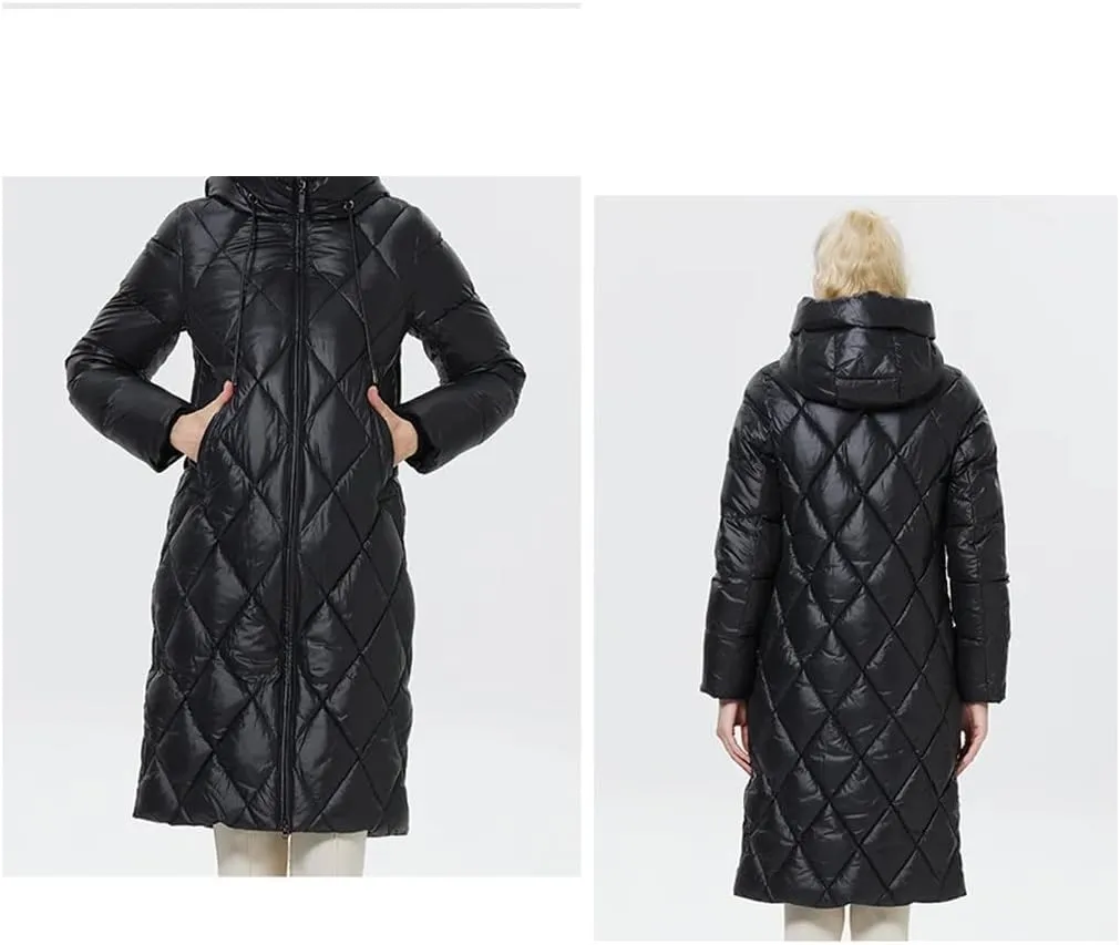 Winter Ladies Quilted Jacket Lengthened Style Padded Parka Thickened Warm Cotton Coat