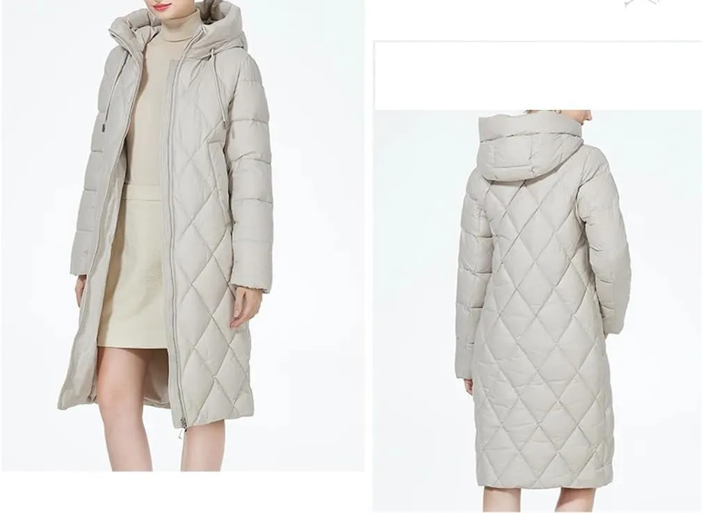 Winter Ladies Quilted Jacket Lengthened Style Padded Parka Thickened Warm Cotton Coat