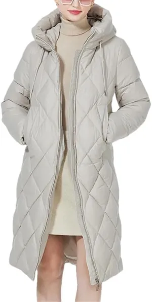 Winter Ladies Quilted Jacket Lengthened Style Padded Parka Thickened Warm Cotton Coat