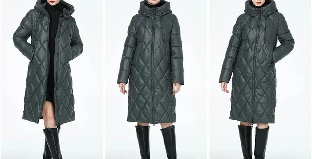 Winter Ladies Quilted Jacket Lengthened Style Padded Parka Thickened Warm Cotton Coat