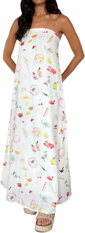Women Boho Graffiti Tube Dress Graphic Strapless Flowy A Line Dress Y2k tube dresses for women Summer Beach Sundress