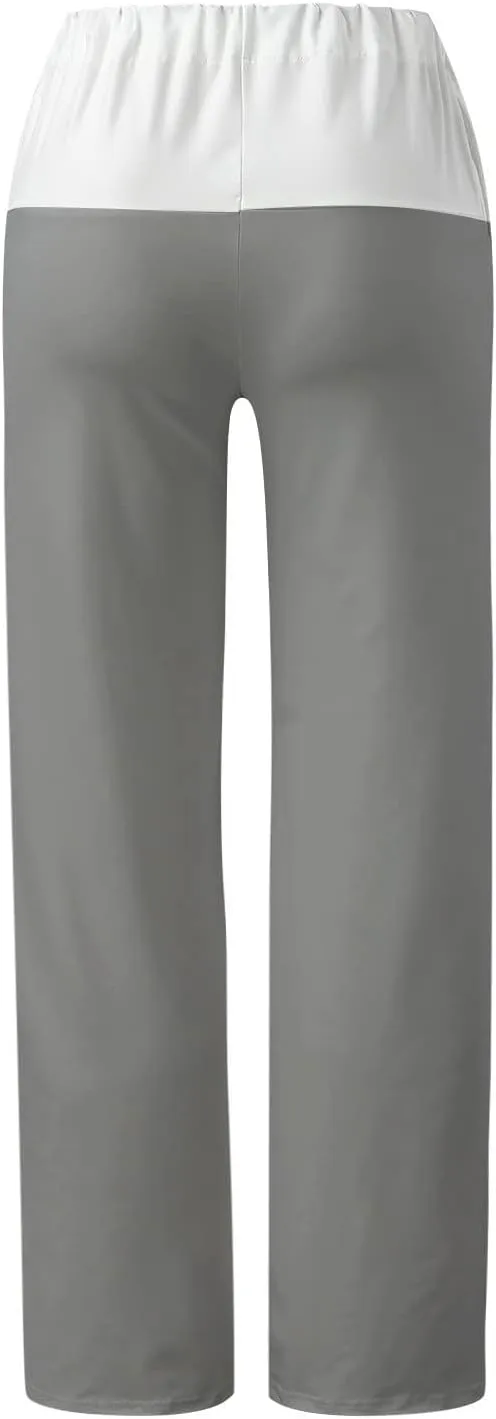 Women Color Block Yoga Pants High Waist Loose Comfy Sweatpants Soft Stretch Wide Leg Drawstring Trouser Lounge Slacks