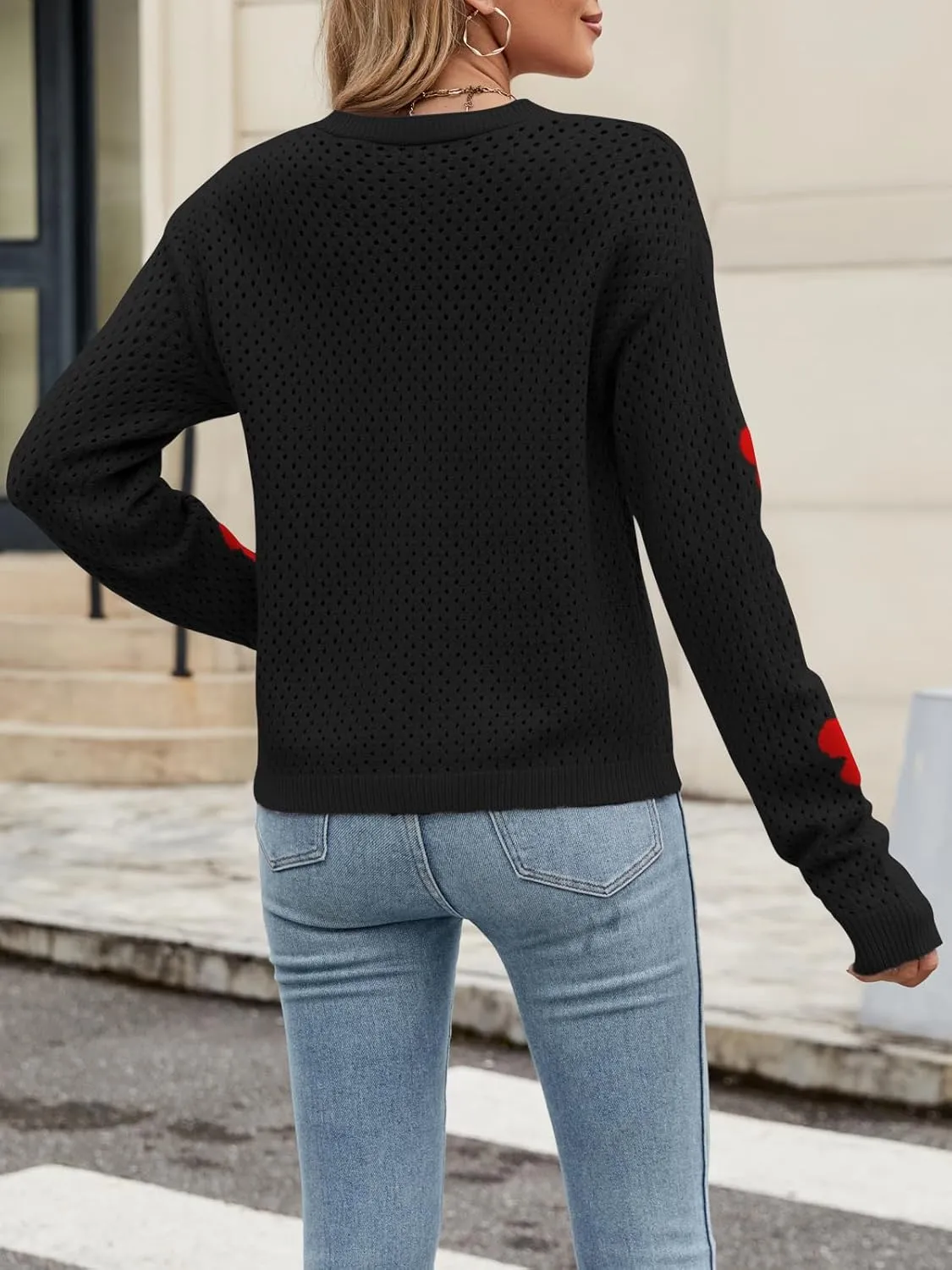 Women Crochet Cropped Cardigan Sweaters Lightweight Button Down V Neck Cardigan Flower Knit Open Front Cute Outfits Fall
