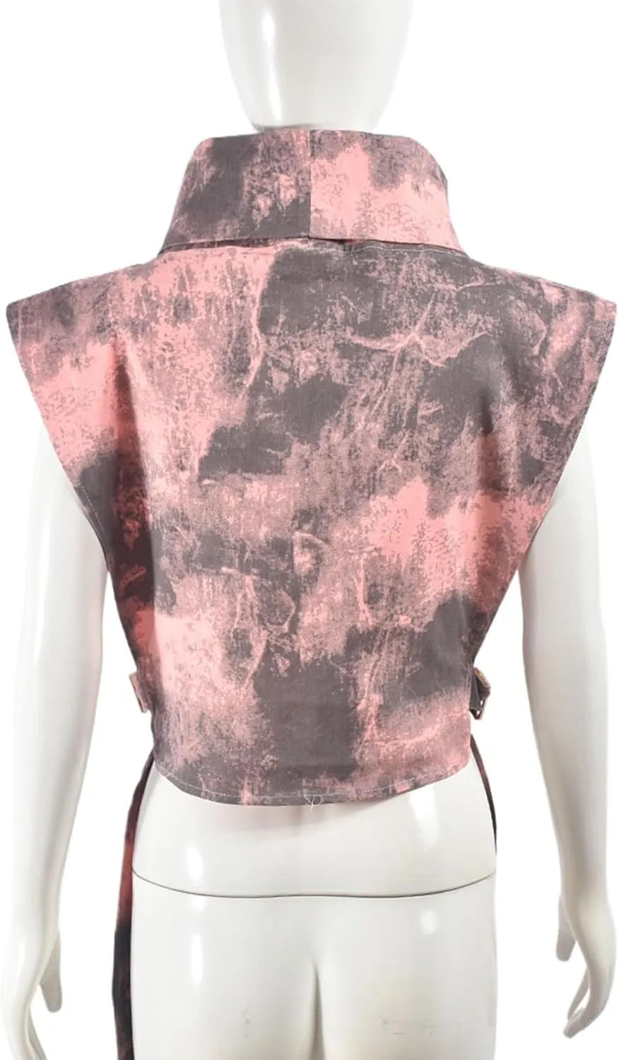 Women Denim Cropped Jacket Summer Fashion Sleeveless Vest Casual Lace-Up Jean Jacket with Buckles Outdoor Clothes