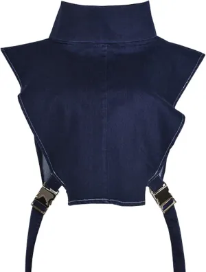 Women Denim Cropped Jacket Summer Fashion Sleeveless Vest Casual Lace-Up Jean Jacket with Buckles Outdoor Clothes