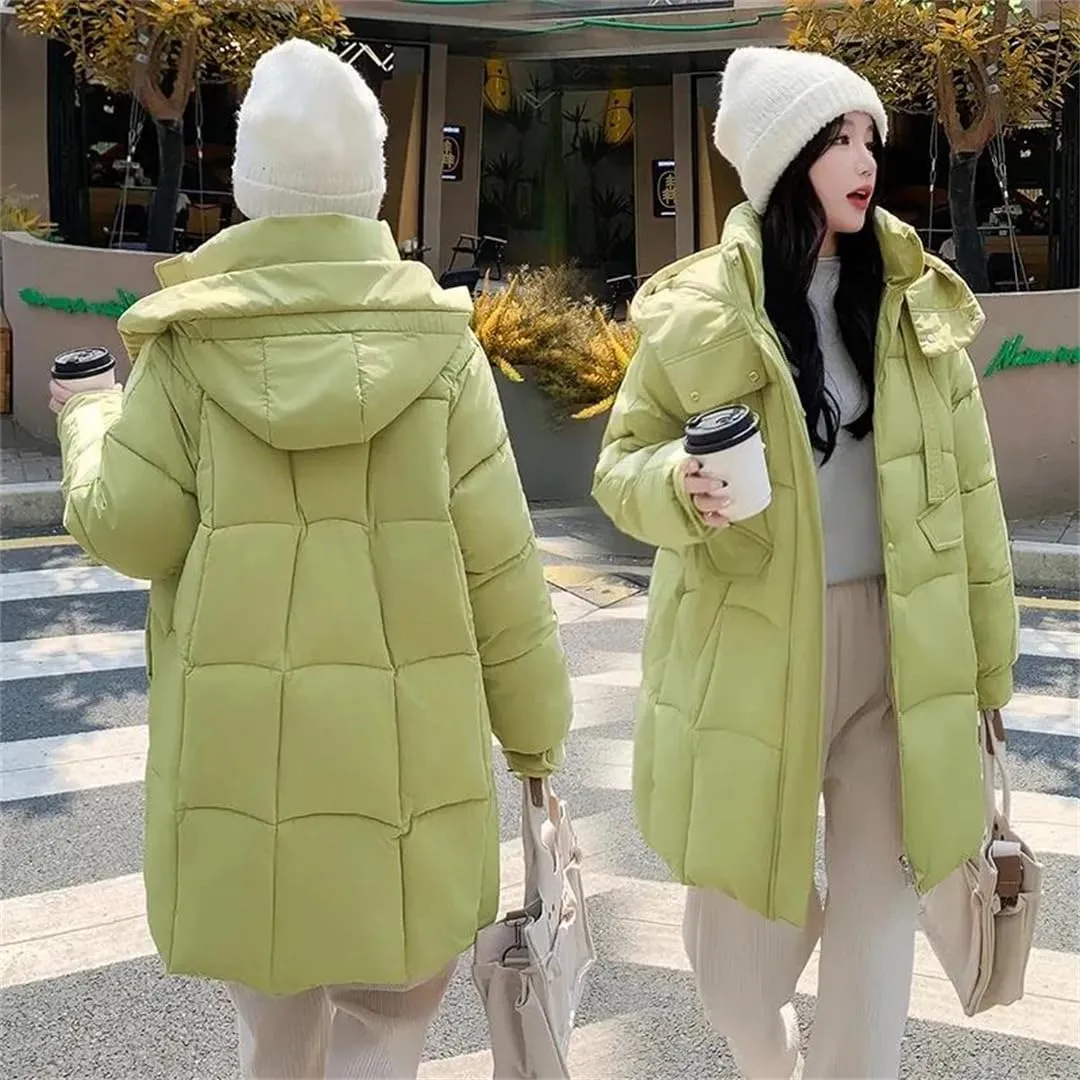 Women Down Cotton Jacket Korean Version Loose Winter Parka Coat Elegant Temperament Cotton Padded Coat