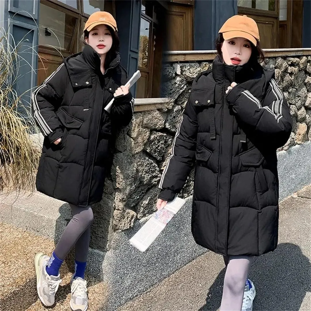 Women Down Cotton Jacket Korean Version Loose Winter Parka Coat Elegant Temperament Cotton Padded Coat