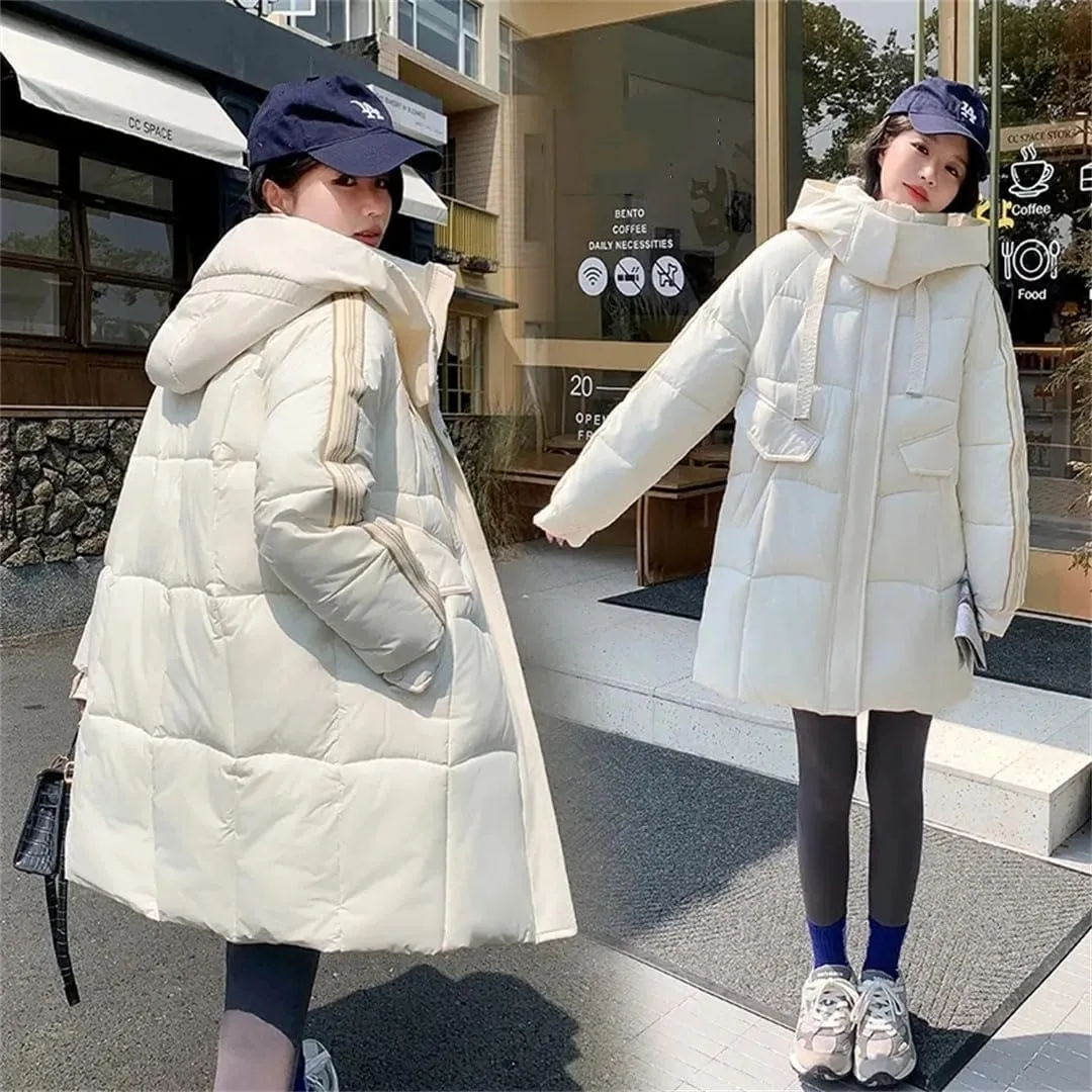 Women Down Cotton Jacket Korean Version Loose Winter Parka Coat Elegant Temperament Cotton Padded Coat