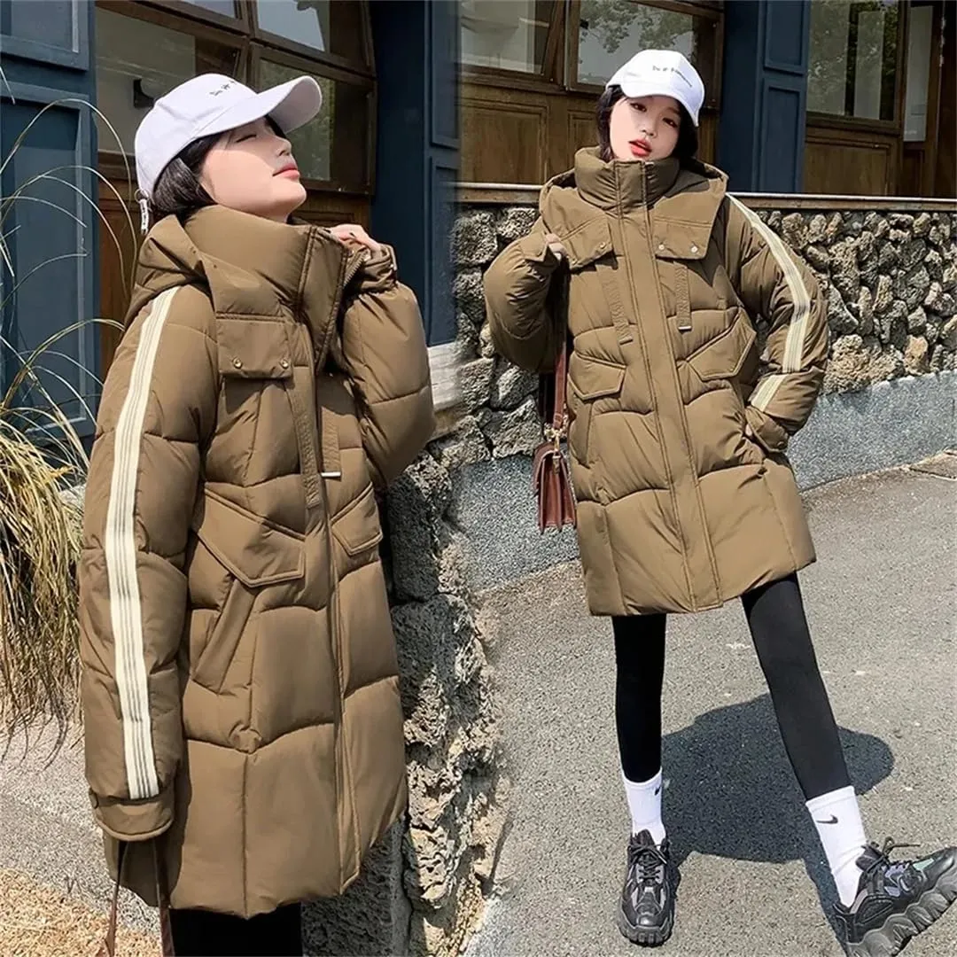 Women Down Cotton Jacket Korean Version Loose Winter Parka Coat Elegant Temperament Cotton Padded Coat