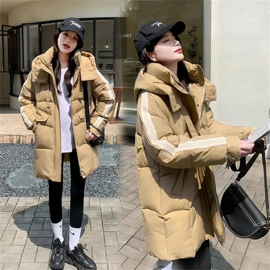 Women Down Cotton Jacket Korean Version Loose Winter Parka Coat Elegant Temperament Cotton Padded Coat