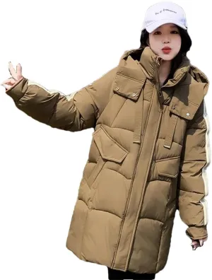 Women Down Cotton Jacket Korean Version Loose Winter Parka Coat Elegant Temperament Cotton Padded Coat