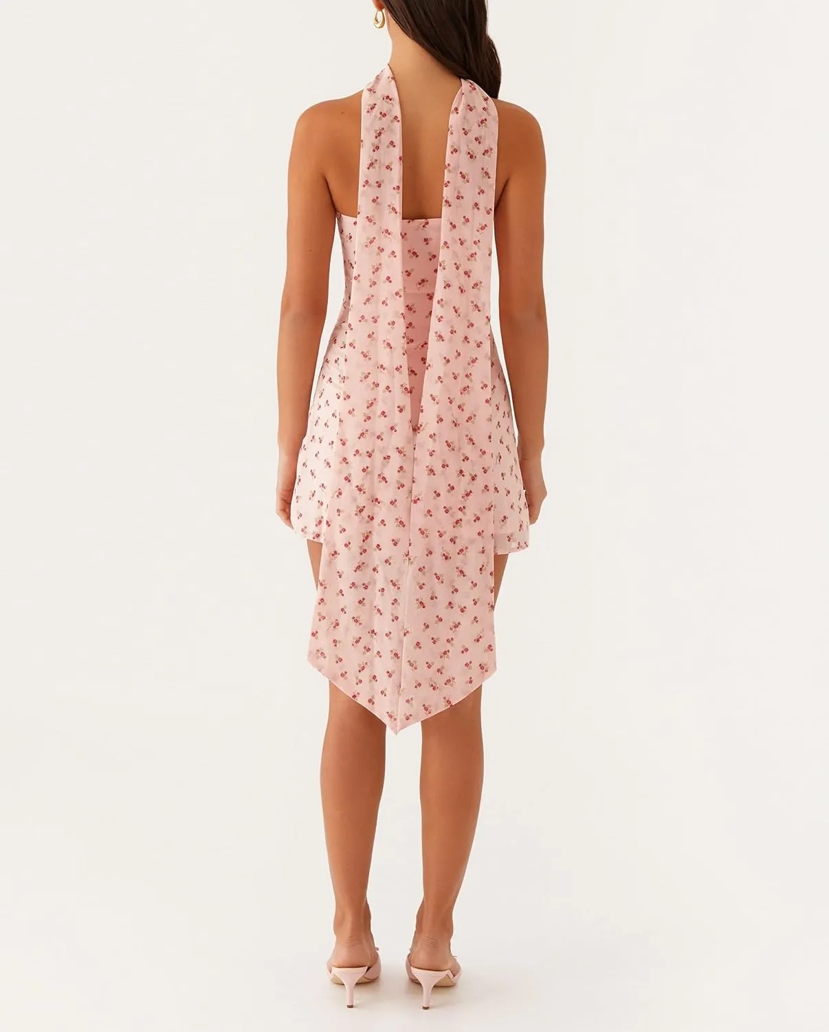 Women Floral Strapless Mini Dress Y2K Bodycon Flower Tube Dress Sexy Party Beach Dresses with Scarf