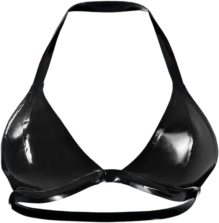 Women Handmade Latex Lingerie. Glossy Bralette Top & Thong Bottoms. Seamless Soft Natural Underwear Set