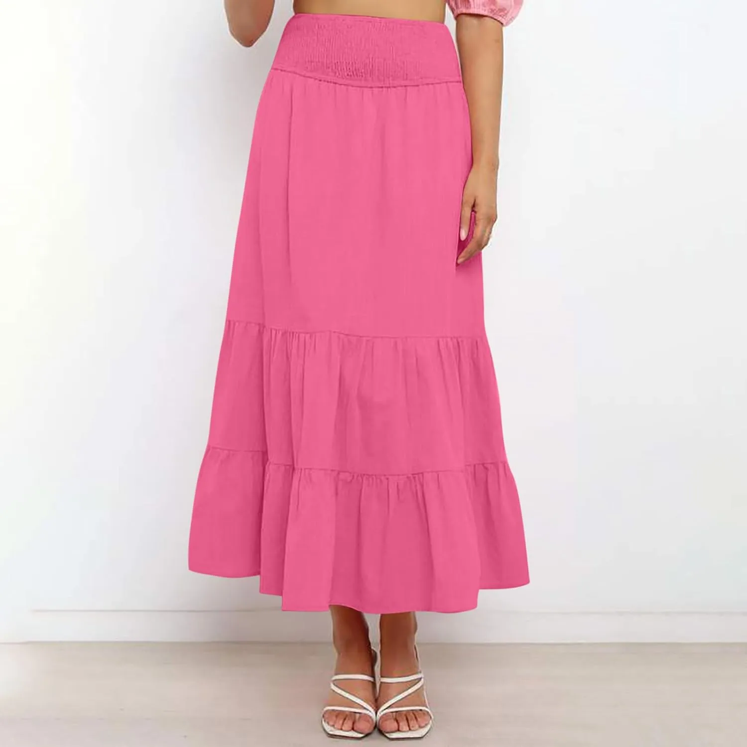 Women Loose FIT Skorts for Women Maxi Long Pleated High Waisted Elastic Waist Ruched Plain Soft 2025 Y2K