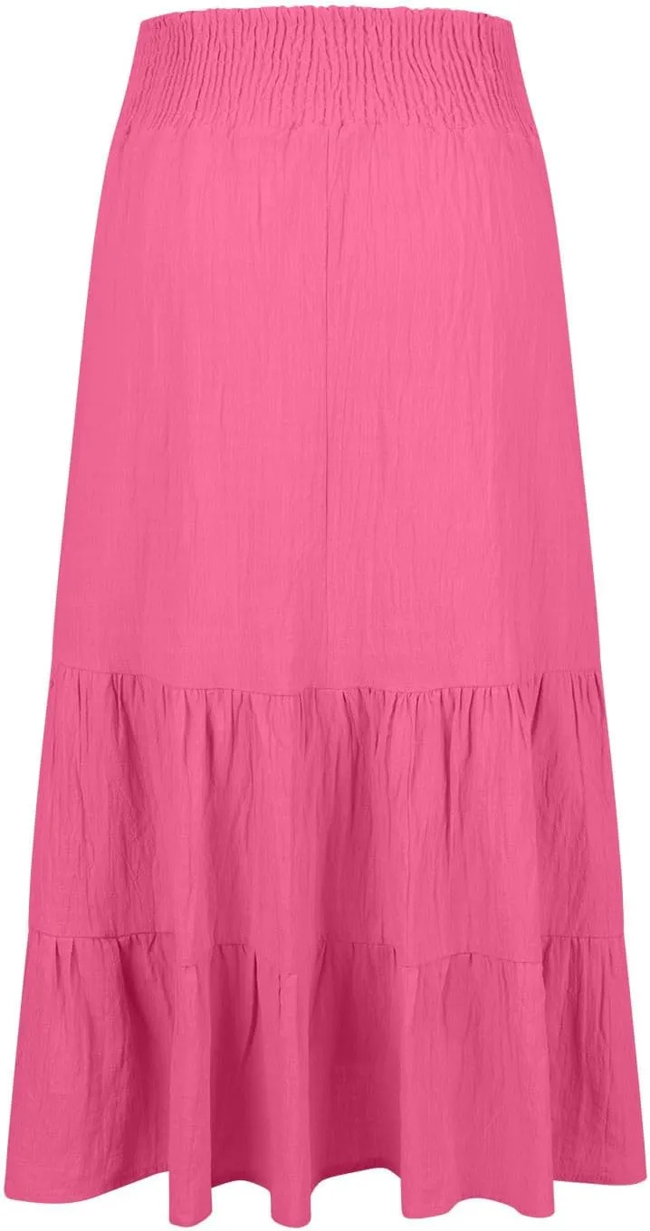 Women Loose FIT Skorts for Women Maxi Long Pleated High Waisted Elastic Waist Ruched Plain Soft 2025 Y2K