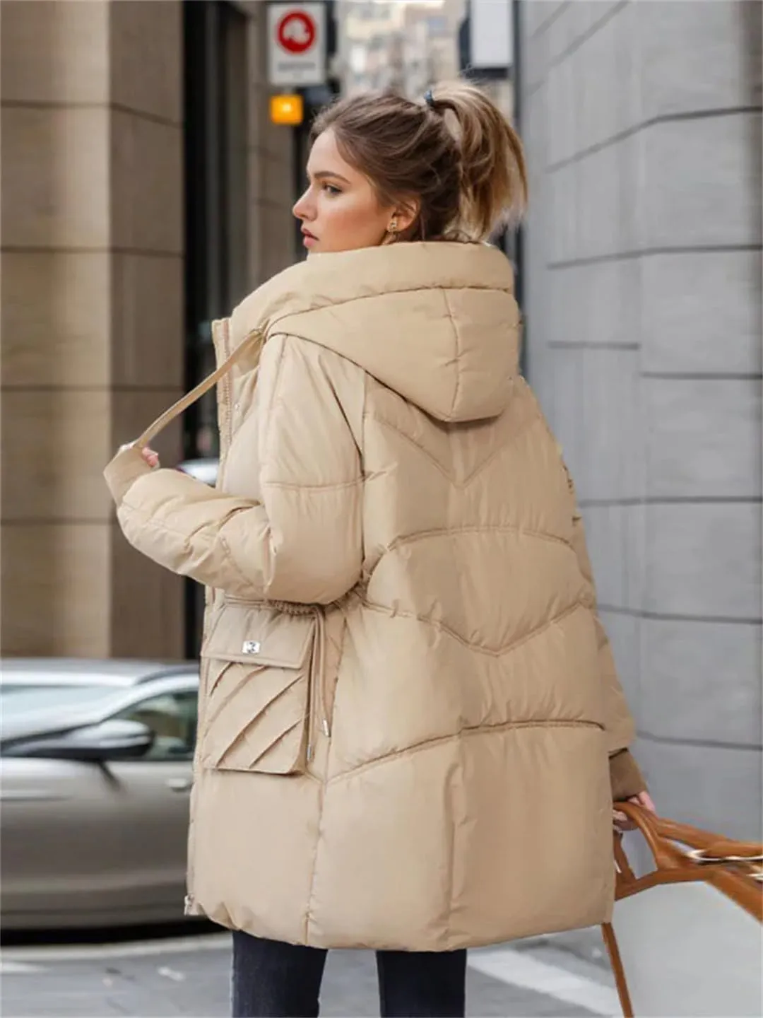 Women Loose Thicken Cotton Padded Coats Casual Hoodies Big Pockets Long Sleeve Down Jackets Winter Outerwears
