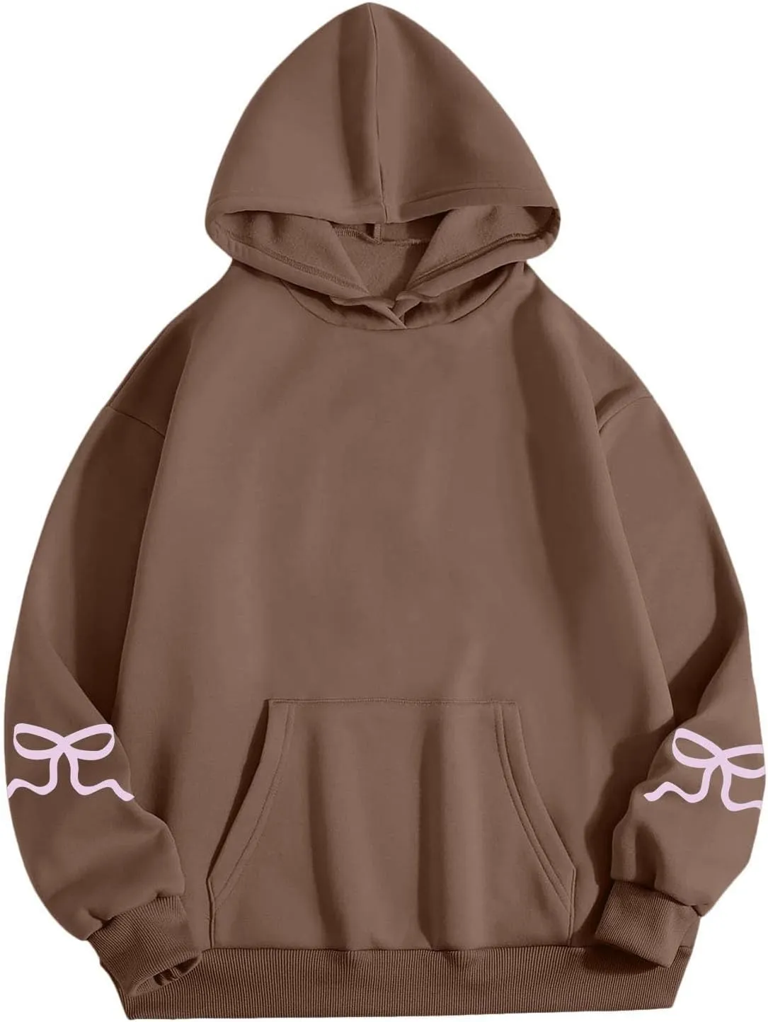 Women Oversized Hoodies Sleeve Edge Bow Printed Sweatshirt Loose Fit Casual Fashion Outfits Workout Pullover with