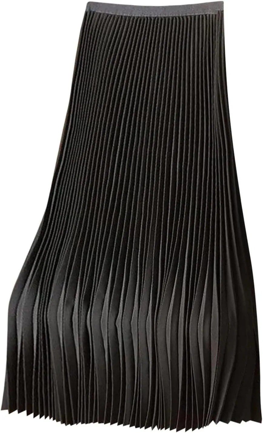 Women Pleated Skirts Plus Size Maxi Skirt High Waisted Midi Skirts Casual Summer Skirt Comfy Long Skirts A Line Skirt