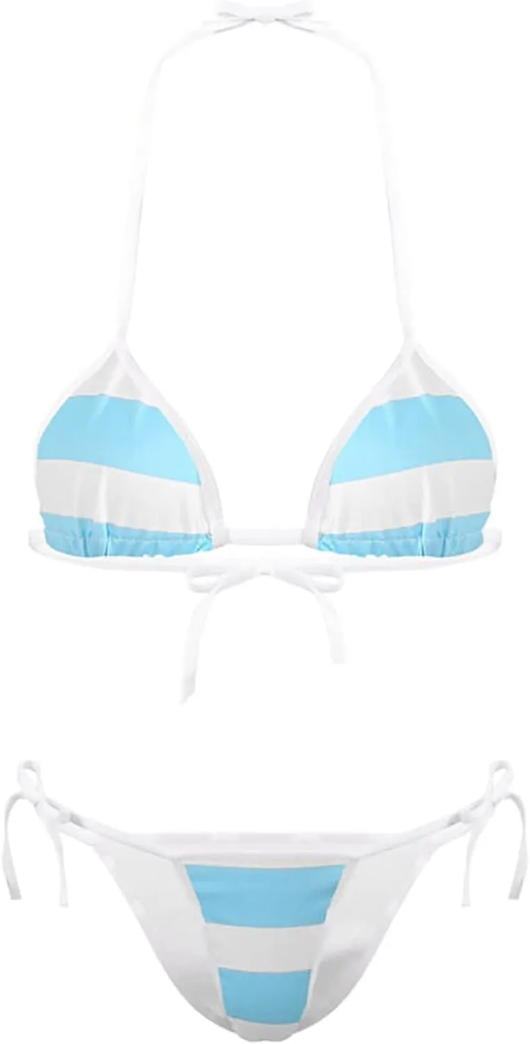 Women Sexy Bikini Sets Full Coverage Bra Swimsuit Tie Side Straps Bathing Suit