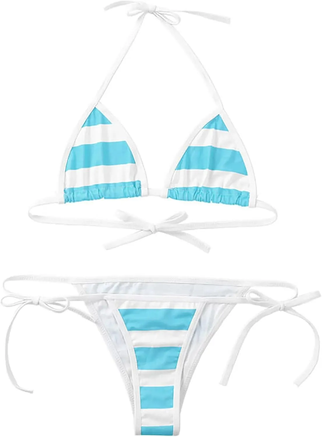 Women Sexy Bikini Sets Full Coverage Bra Swimsuit Tie Side Straps Bathing Suit