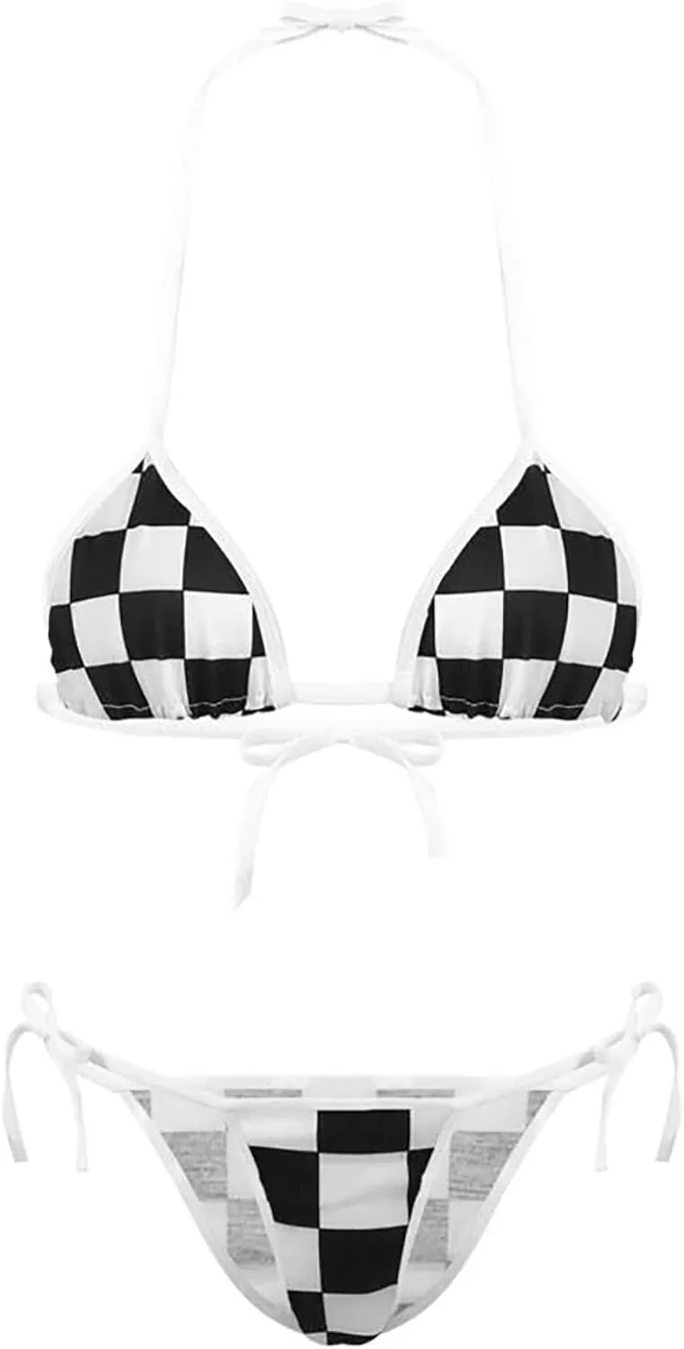 Women Sexy Bikini Sets Full Coverage Bra Swimsuit Tie Side Straps Bathing Suit