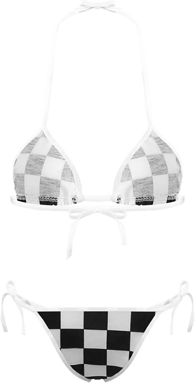 Women Sexy Bikini Sets Full Coverage Bra Swimsuit Tie Side Straps Bathing Suit
