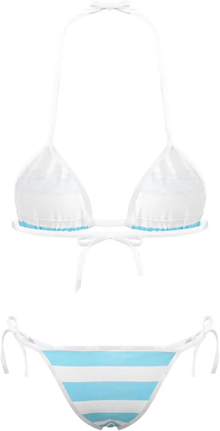 Women Sexy Bikini Sets Full Coverage Bra Swimsuit Tie Side Straps Bathing Suit