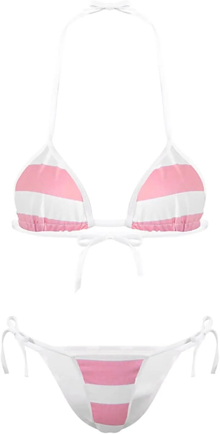 Women Sexy Bikini Sets Full Coverage Bra Swimsuit Tie Side Straps Bathing Suit
