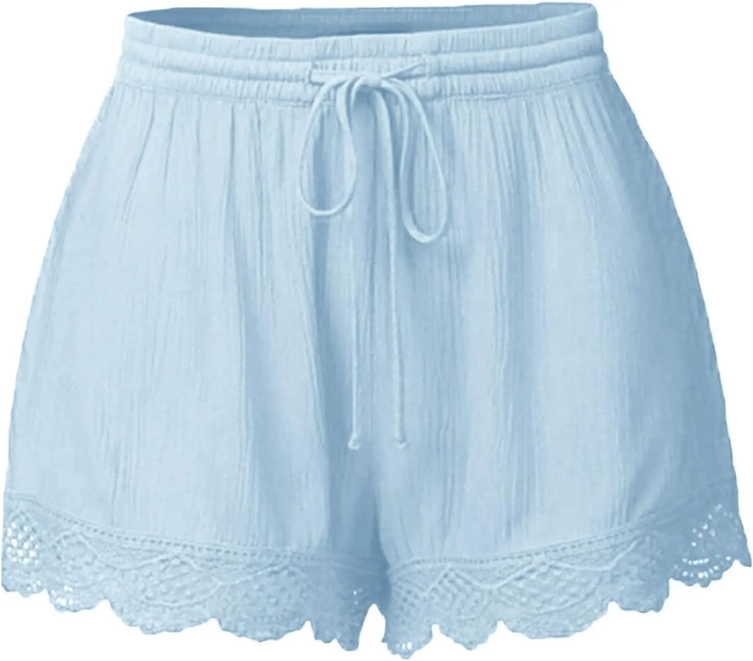 Women Shorts Summer High Waisted Casual Wide Leg Ruffle Shorts Casual Elastic Drawstring Comfy Stretchy Beach Skorts Shorts
