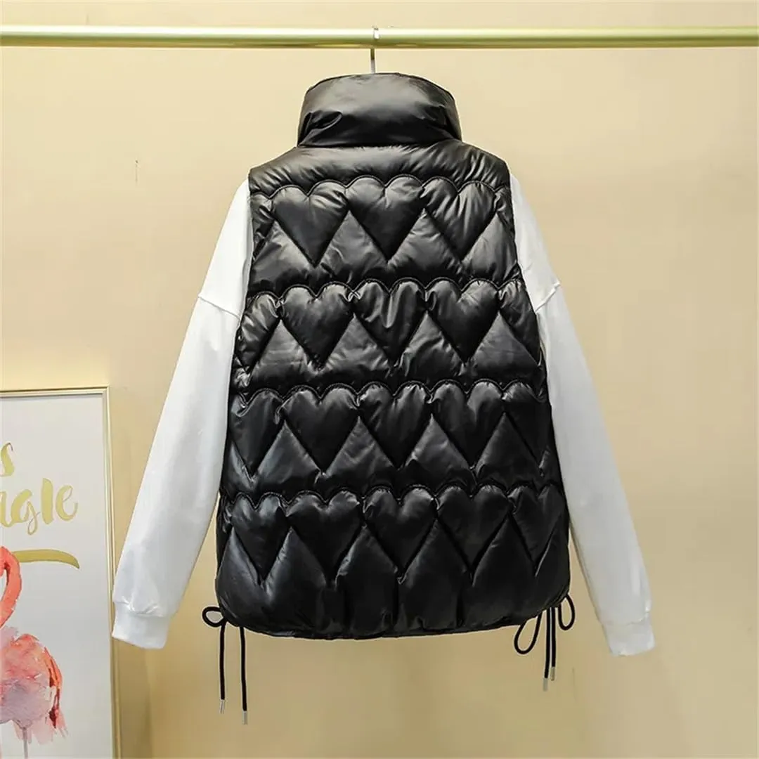 Women Stand Collar Short Bright Color Cotton Padded Jacket Sleeveless Female Autumn Winter Waistcoat Coat Vest