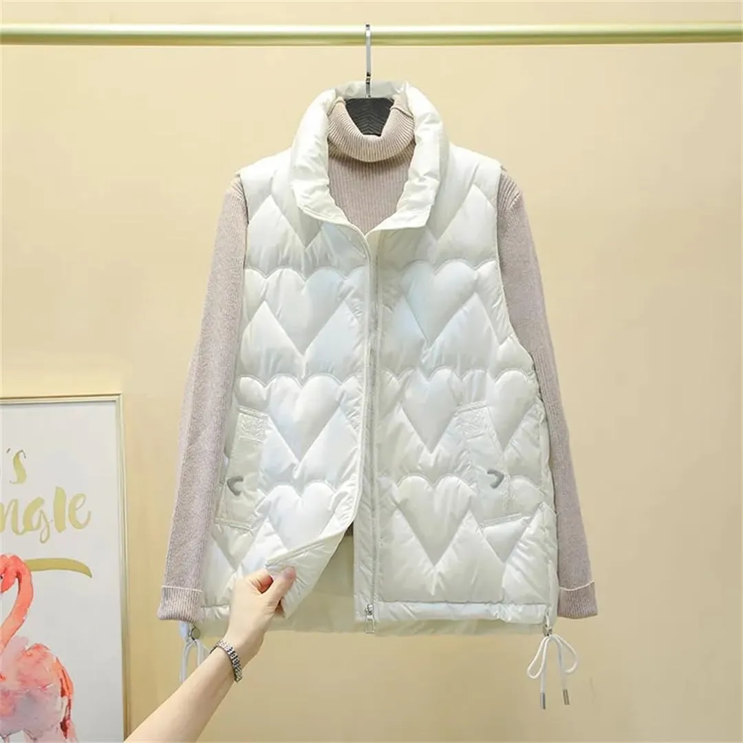 Women Stand Collar Short Bright Color Cotton Padded Jacket Sleeveless Female Autumn Winter Waistcoat Coat Vest