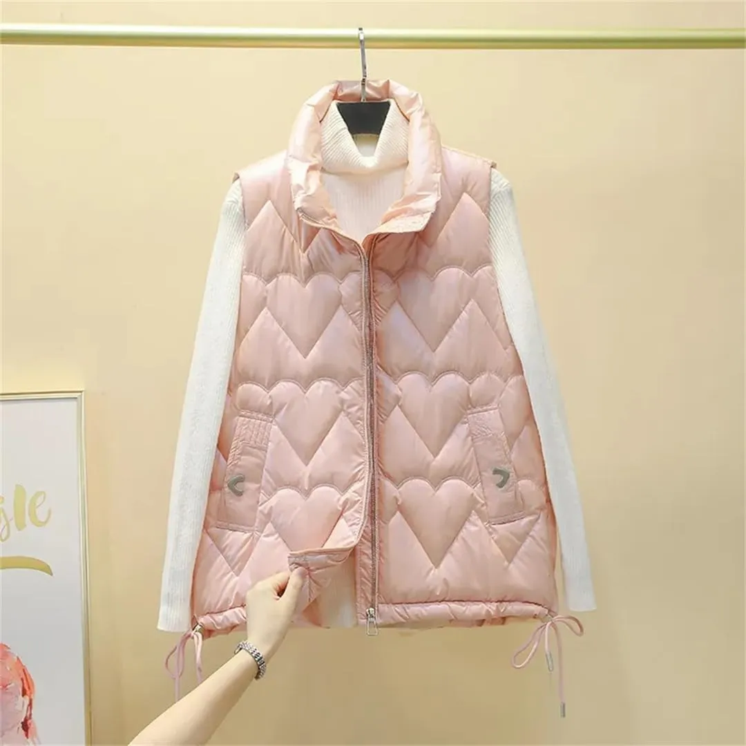 Women Stand Collar Short Bright Color Cotton Padded Jacket Sleeveless Female Autumn Winter Waistcoat Coat Vest