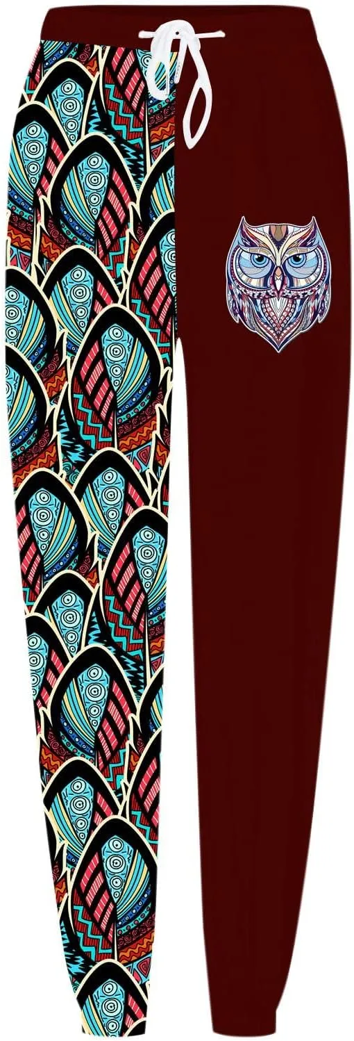 Women Stretch Trousers Women's Sweatpants Elastic Drawstring High Waist Artistic Patterns Super Soft Active Trousers