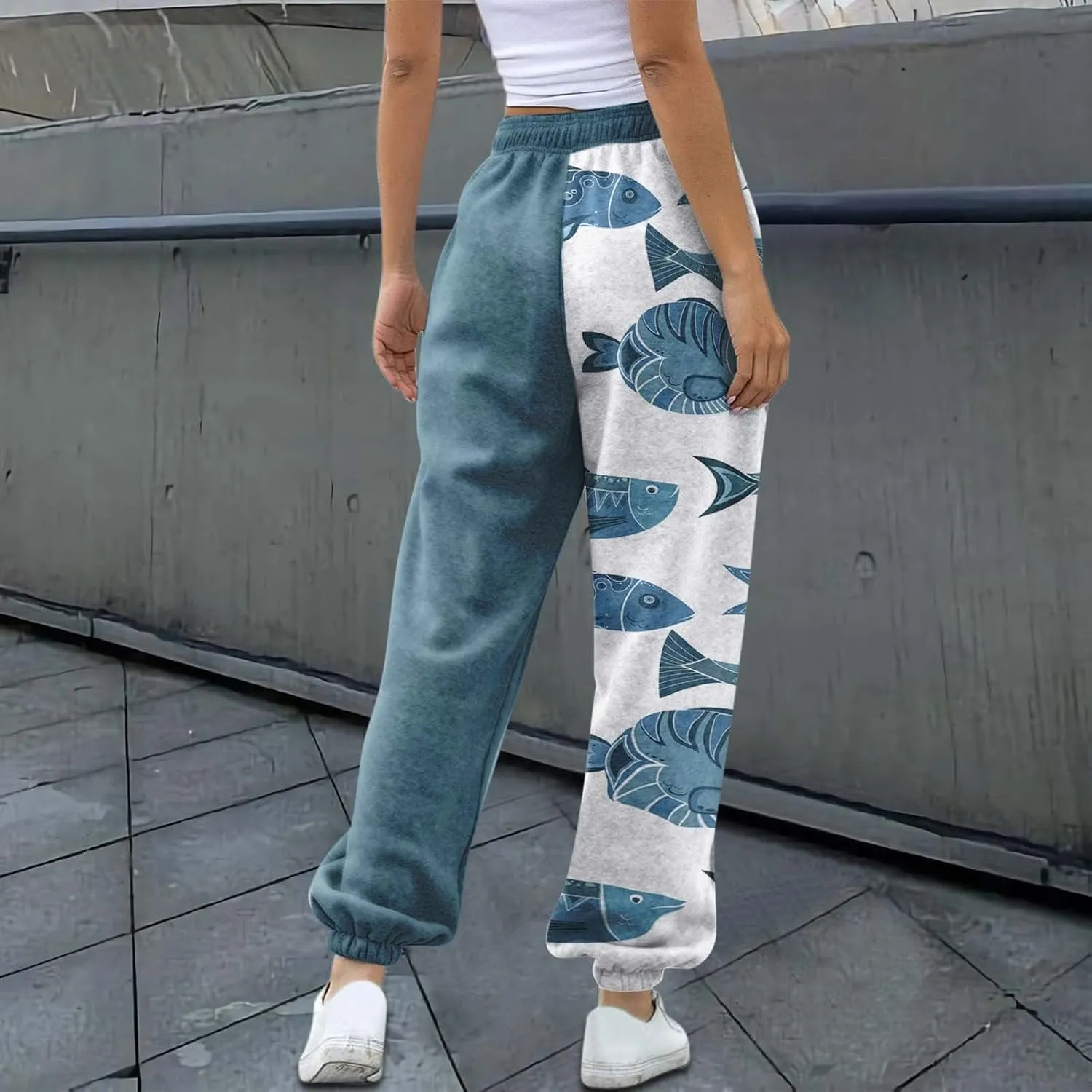 Women Stretch Trousers Women's Sweatpants Elastic Drawstring High Waist Artistic Patterns Super Soft Active Trousers