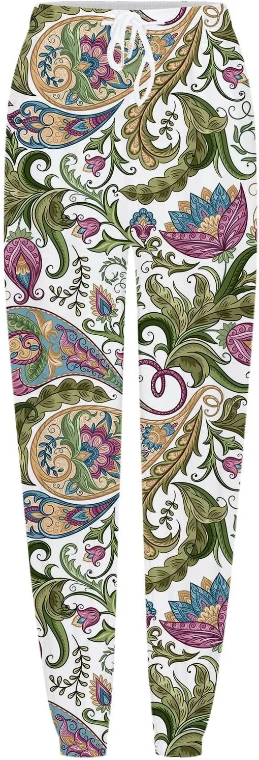 Women Stretch Trousers Women's Sweatpants Elastic Drawstring High Waist Artistic Patterns Super Soft Active Trousers
