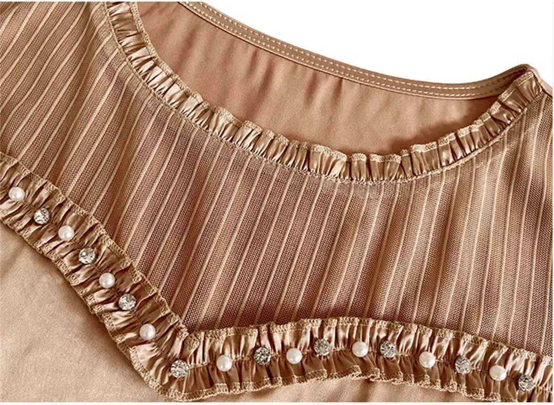 Women Summer Tank Tops Spring Summer Silk Satin Camisole Sleeveless Patchwork Beaded Diamond Vest Shirt