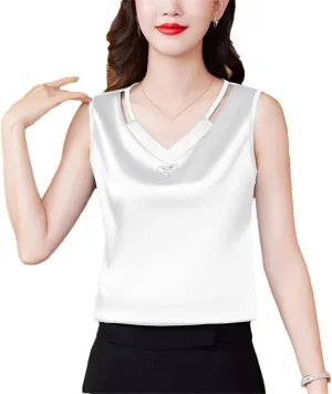 Women Tank Top Spring Summer Hollow Out Camisole V Neck Korean Casual Sleeveless Vest