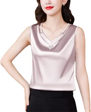 Women Tank Top Spring Summer Hollow Out Camisole V Neck Korean Casual Sleeveless Vest